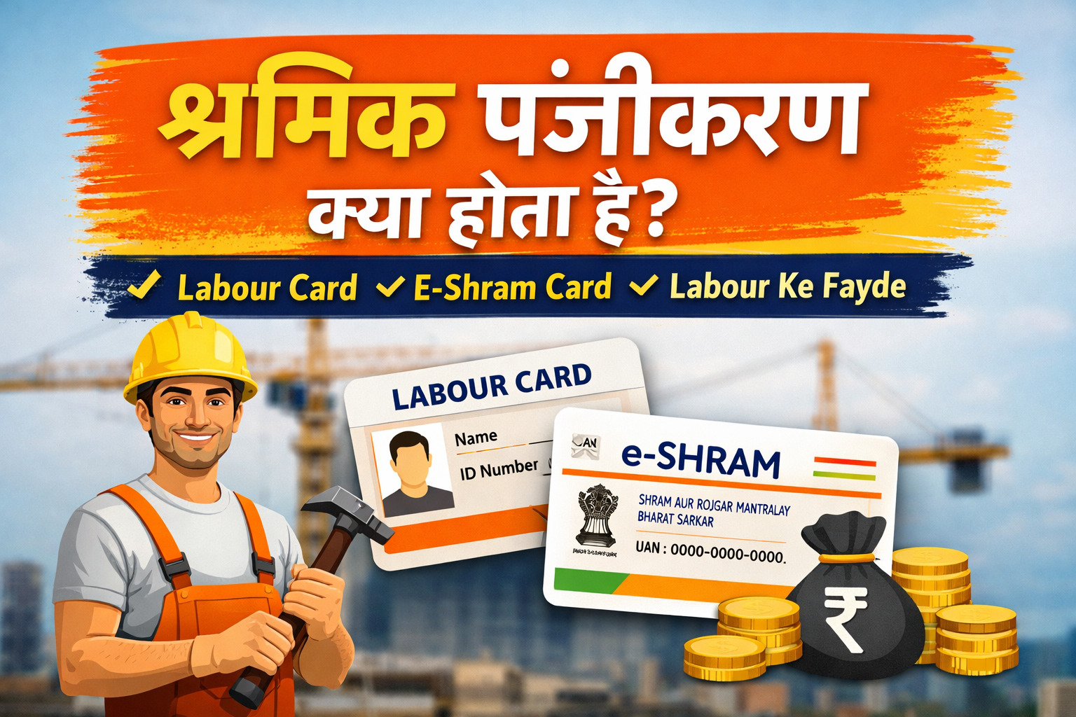 Shramik Panjikaran Kya Hota Hai Labour Card Aur E-Shram Card Ke Fayde, Antar Aur Poora Guide